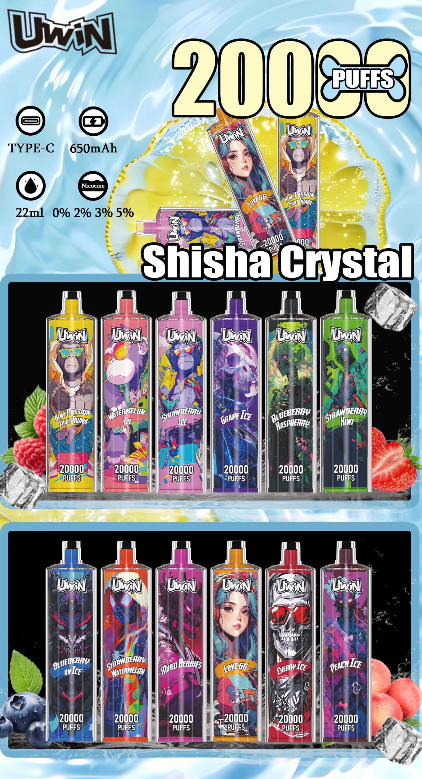 Uwin Shisha Hookah Crystal 20k poster