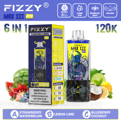 Fizzy Max III Pro 120K Strawberry Watermelon & Lemon Lime & Blueberry Coconut