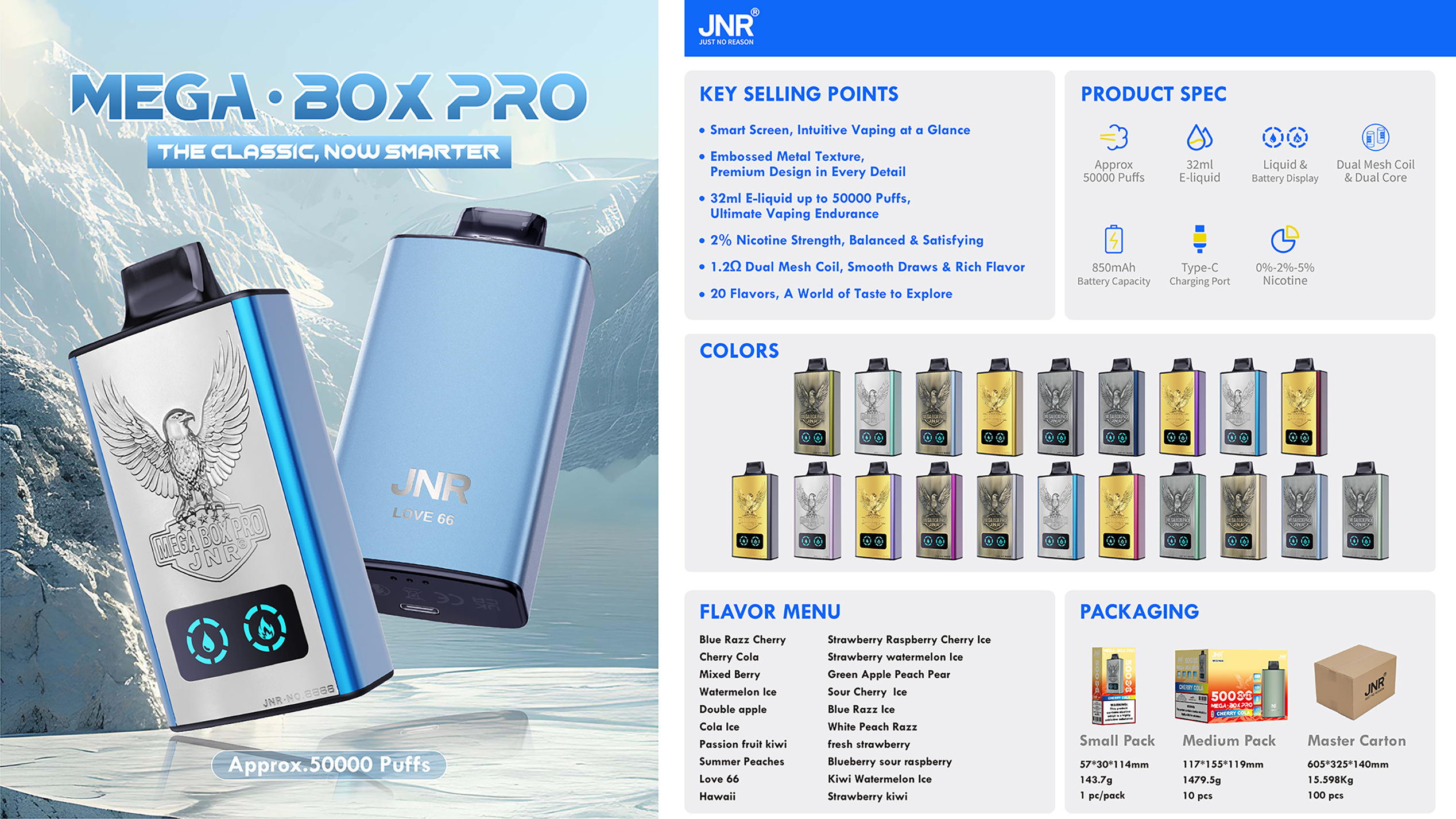 JNR Mega Box PRO 50K Disposable Vape