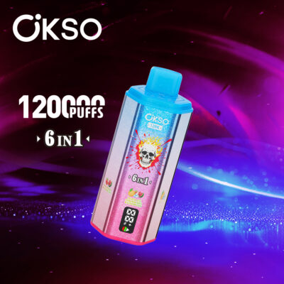 OKSO 6 in 1 120K Strawberry Watermelon & Peach Ice