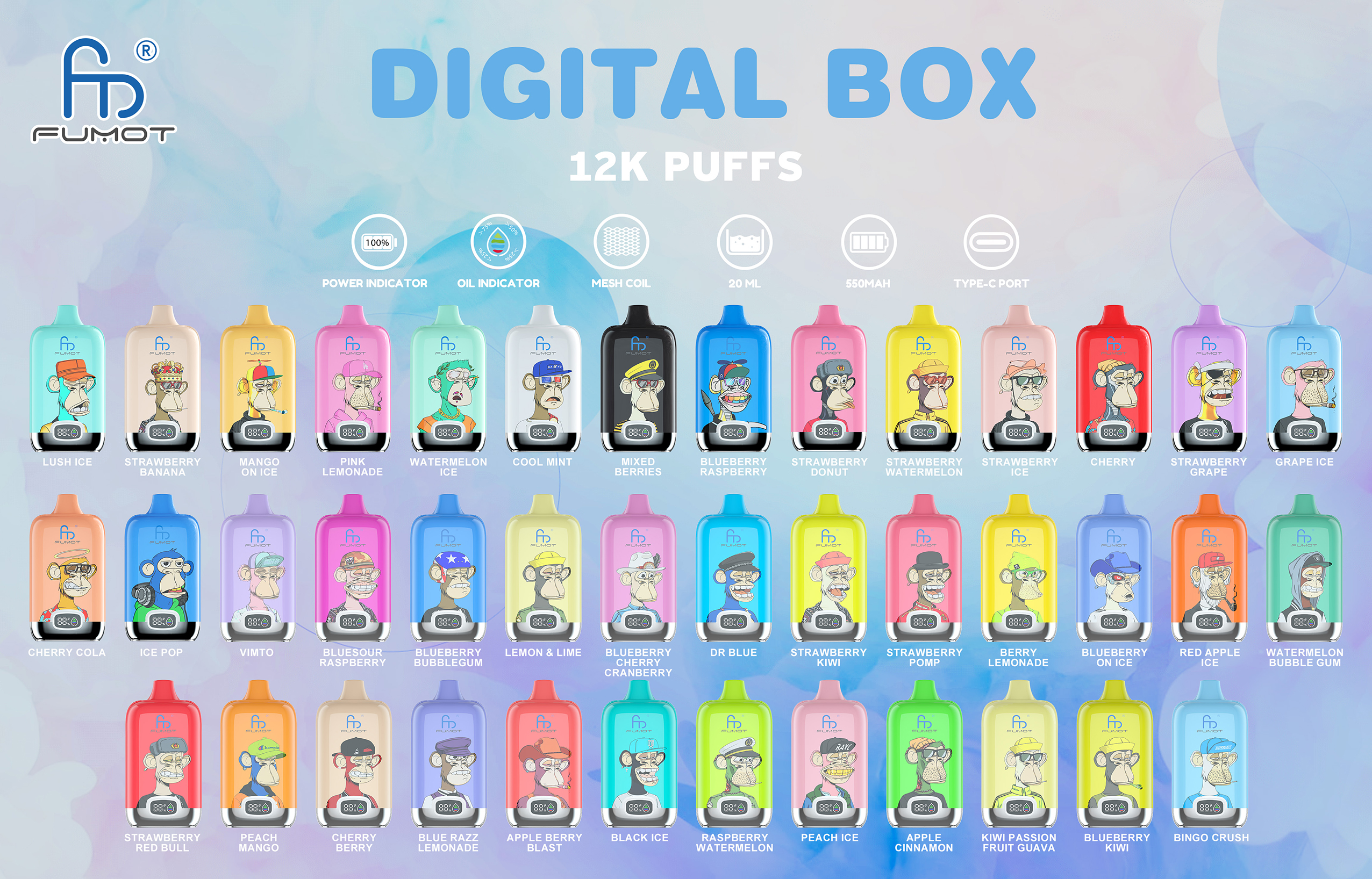 RandM Fumot Digital Box 12K Flavors RandM Fumot Digital Box 12K Flavors