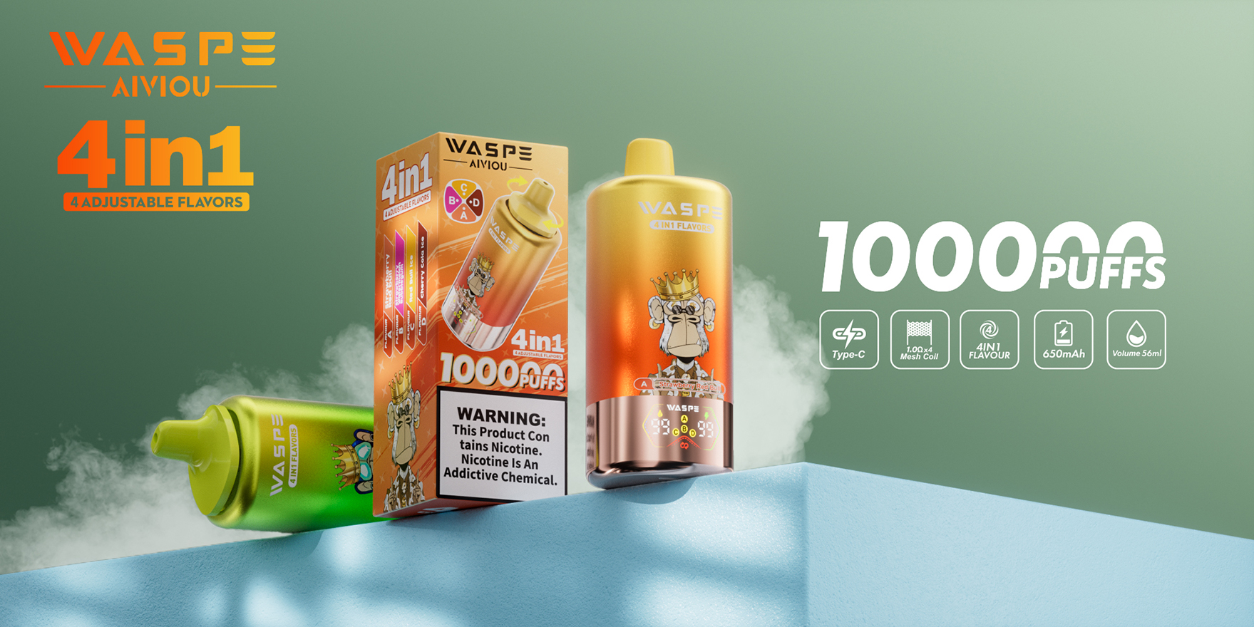 WASPE Vaporizador Desechable 4 en 1 100K WASPE Vaporizador Desechable 4 en 1 100K