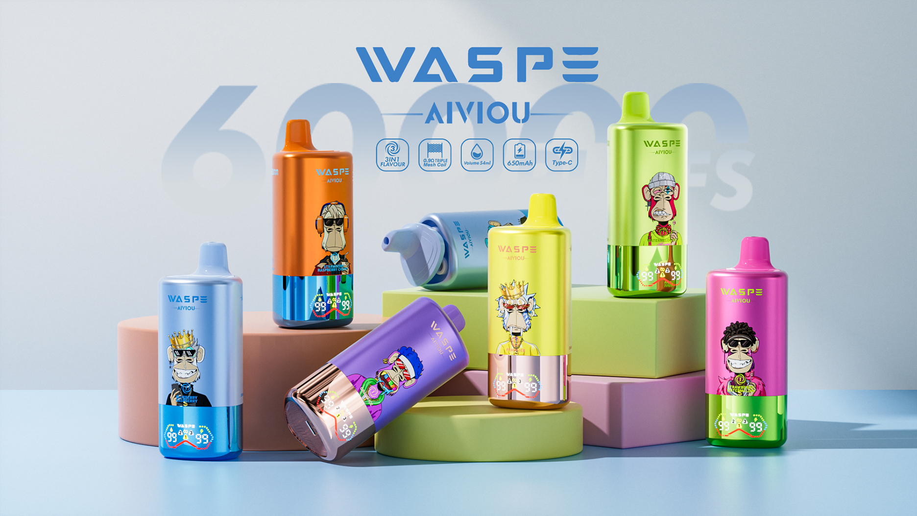 WASPE Aiviou 3 in 1 60K Disposable Vape