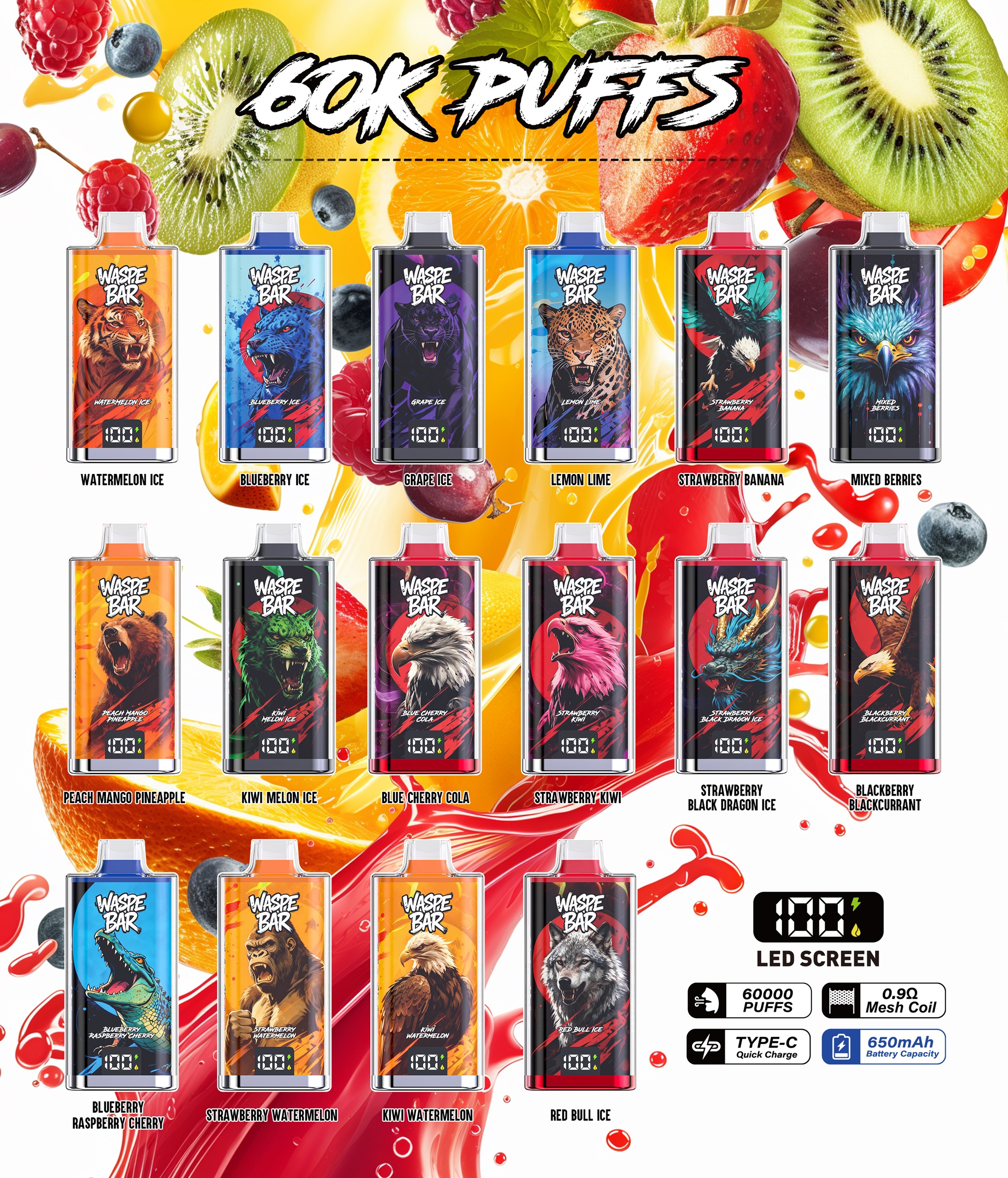 Waspe Bar 60000 Puffs Disposable Vape Flavor List Waspe Bar 60000 Puffs Disposable Vape Flavor List